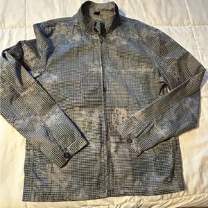 DESIGUAL Mens Cotton Printed Zip Up Bomber Jacket Biker Style Grey Blue Size XXL